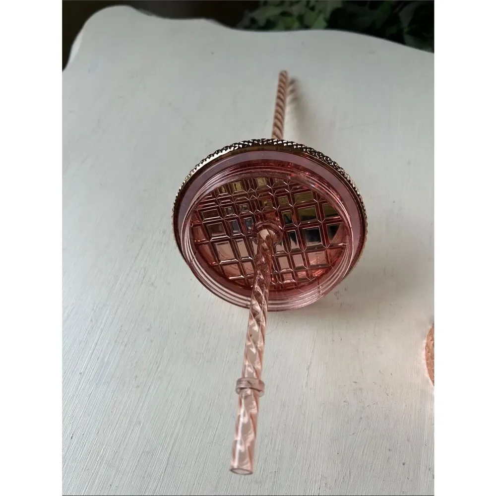 Starbucks Metallic Rose Gold Studded Tumbler with Straw